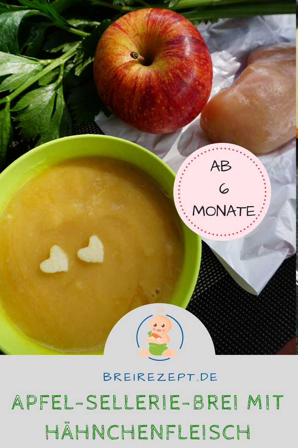 Apfel-Sellerie Babybrei mit Hähnchenfleisch Apfel-Sellerie Babybrei mit Hähnchenfleisch