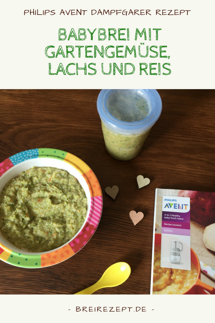 Babybrei-Rezept mit Gartengemüse, Lachs und Reis