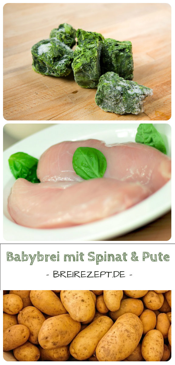 Babybrei mit Spinat, Kartoffeln und Putenfleisch