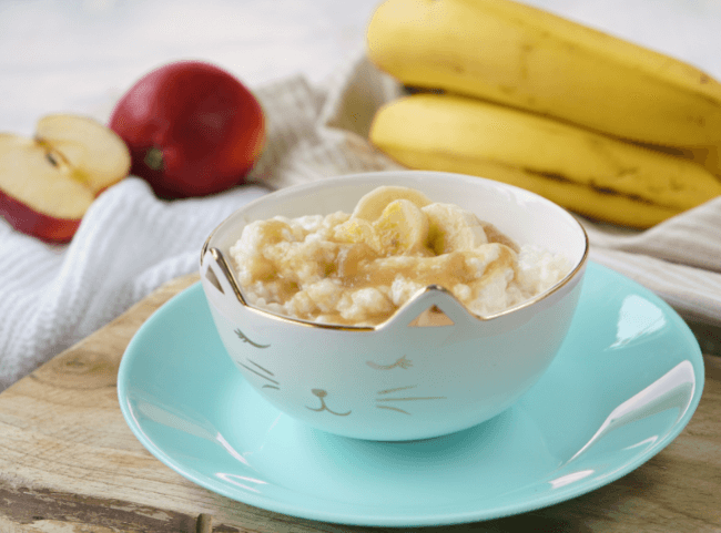 Milchreis mit Bananen-Apfel-Brei