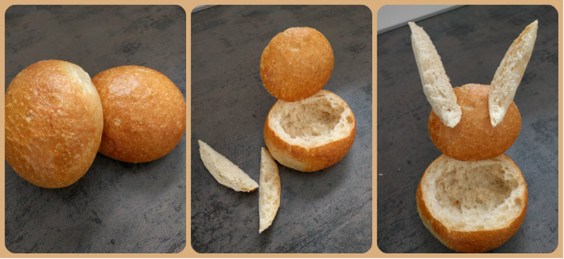 Suppenschüssel aus Brötchen Suppenschüssel aus Brötchen