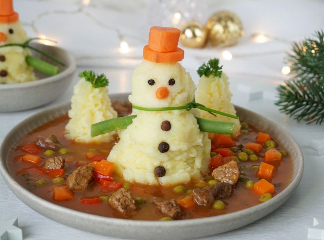 Kartoffelbrei Schneemann