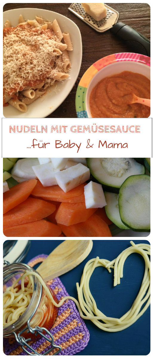 Nudeln mit Gemüsesauce als Babybrei oder BLW