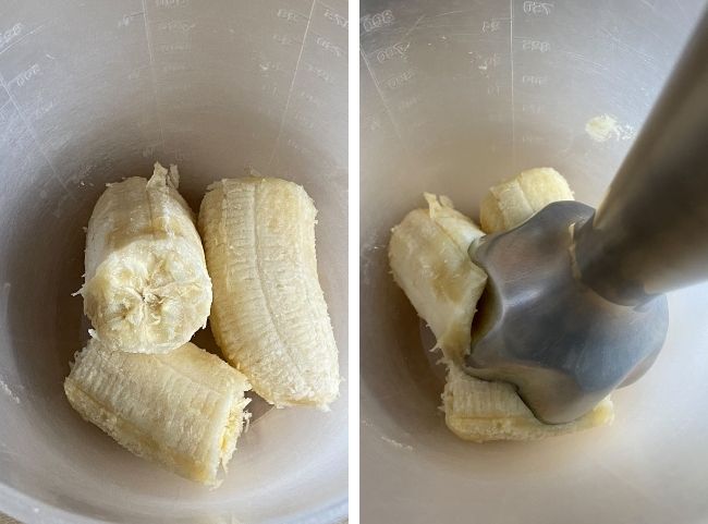 Pfannkuchenteig Banane pürieren