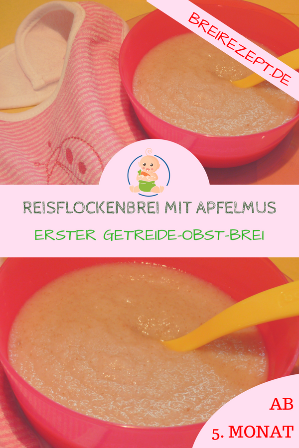 Reisflocken-Babybrei mit Apfelmus ab dem 5.Monat